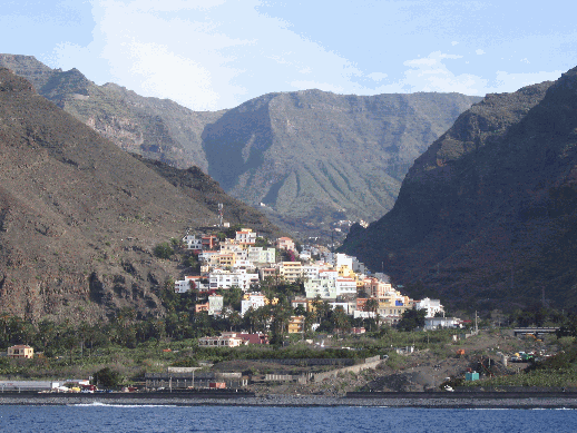 Valle Gran Rey: La Calera vom Meer aus gesehen